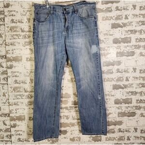 Tokyo Five Respect Slim Fit Jeans Men 38x32 Faded Light Wash Denim Casual Skater